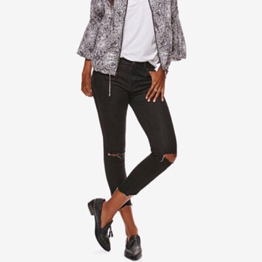 Free People black cropped jeans